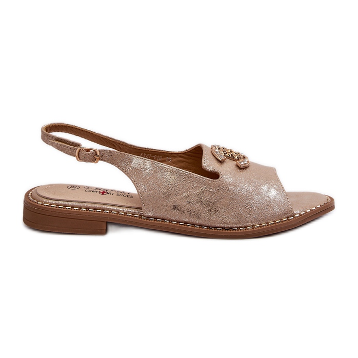 Sandálias femininas com decoração S.Barski KV27-049 douradas dourado