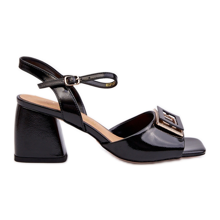 S.Barski Sandálias elegantes de couro envernizado com decoração preta D&amp;A MR38-202 preto