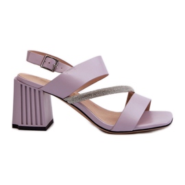S.Barski Sandálias femininas elegantes de salto alto roxas D&amp;A MR38-549 roxo
