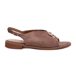Sandálias Femininas Elegantes Com Decoração Eco Camurça S.Barski KV27-058 Marrom