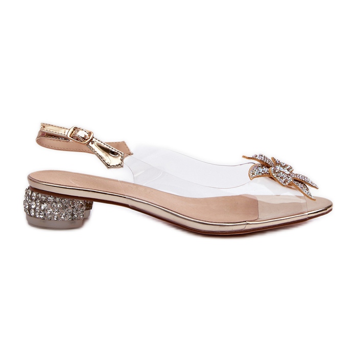 S.Barski Sandálias transparentes de salto baixo com decoração dourada D&amp;A MR38-383 dourado