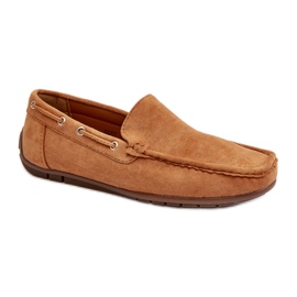 Mocassins masculinos de camurça Camel Rayan marrom