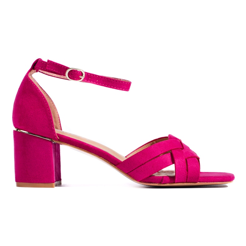 Sandália de salto alto em camurça rosa