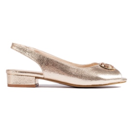 Sandálias planas elegantes douradas dourado