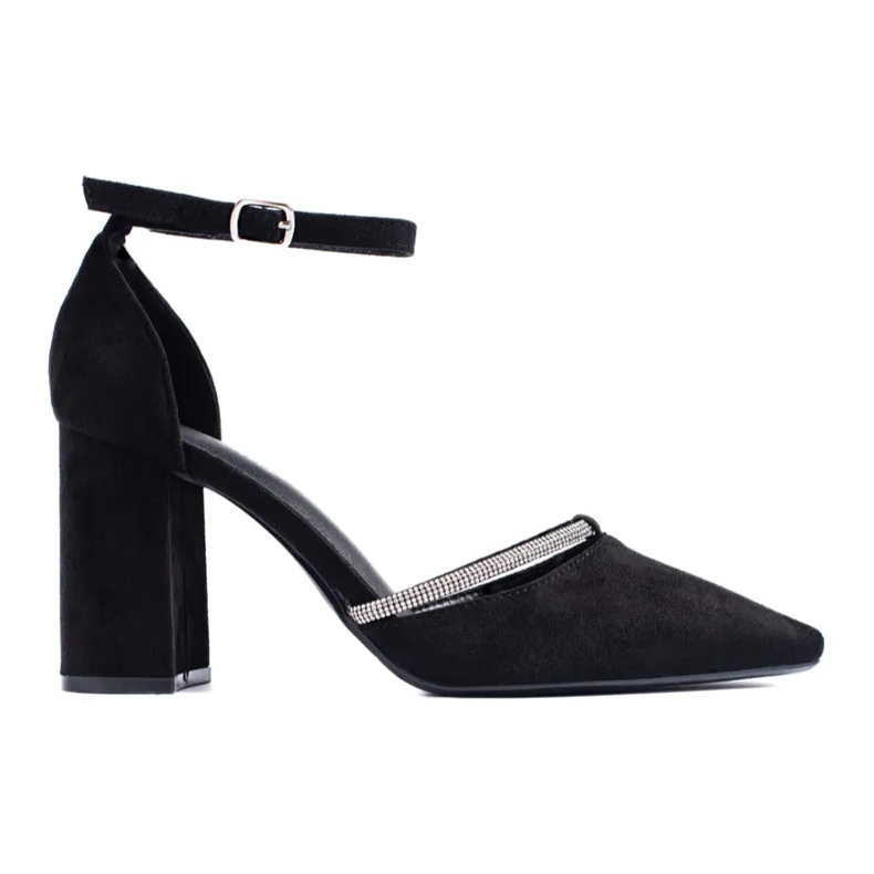 Sapatos de salto alto em camurça preta preto