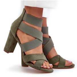 Sandálias Femininas de Salto Alto com Alças, Verde Obissa
