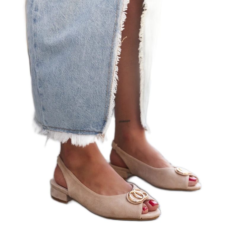 Sandálias com palmilha de couro Warda bege