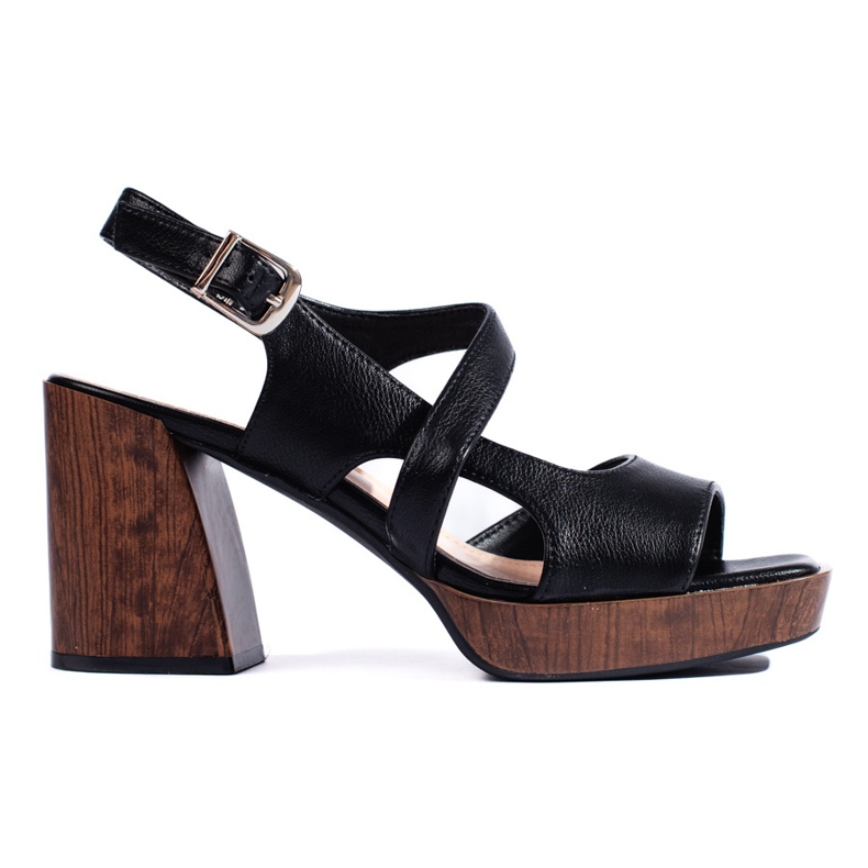 Sandálias pretas de salto largo Sergio Leone preto