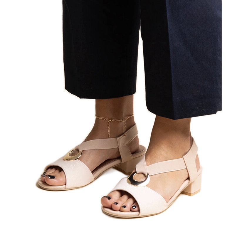 Sandália de salto alto slip-on bege Jorga