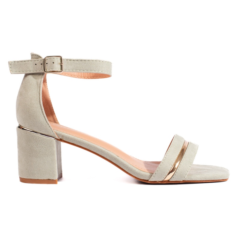 Sandálias femininas de camurça verde-oliva com salto alto