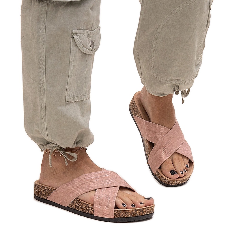 Chinelos com sola de cortiça Ribera brilhante rosa