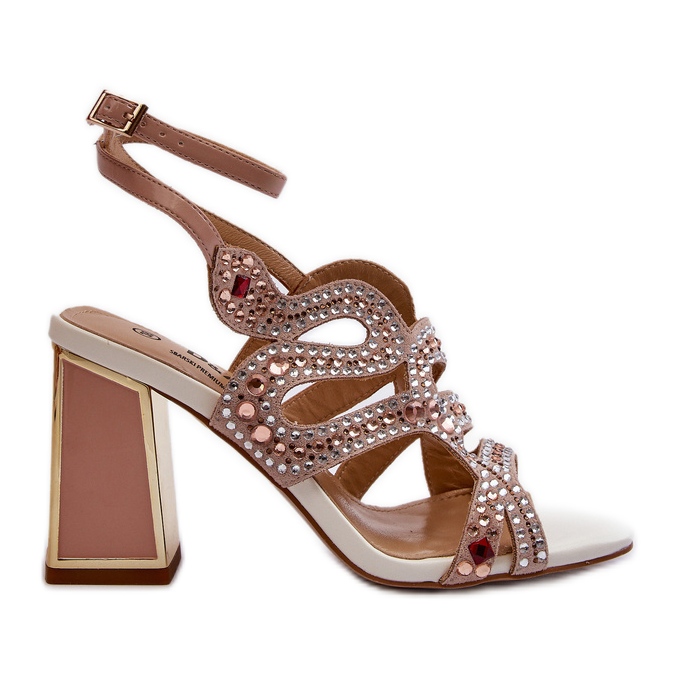 S.Barski Sandálias Femininas Decoradas com Salto Alto D&amp;A CR952 Rosa