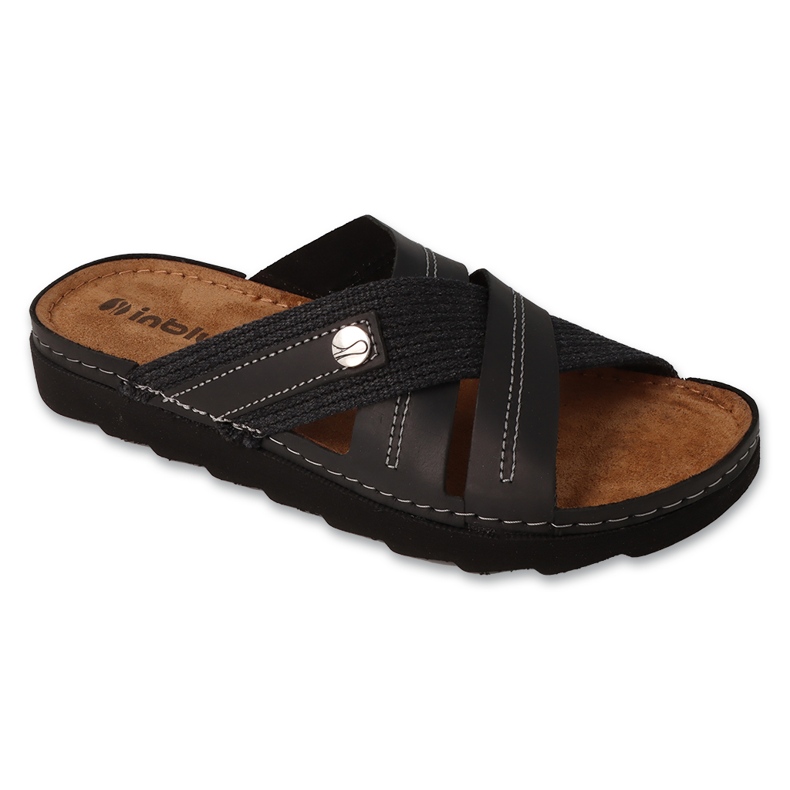 Slippers de couro masculinos da Inblu 158m022 preto
