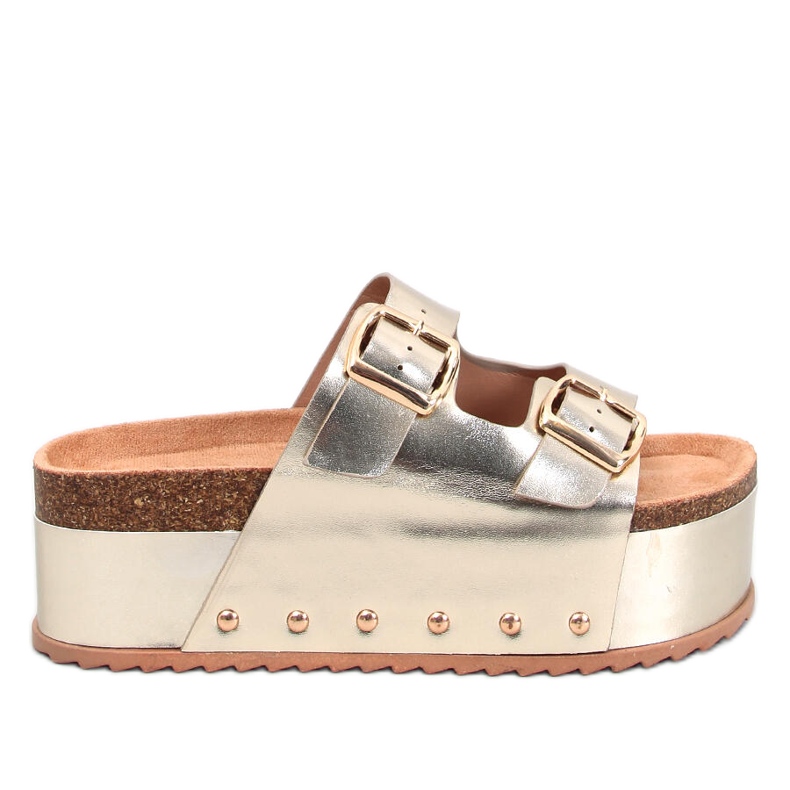 Chinelos de cortiça com plataforma Galzai Gold dourado