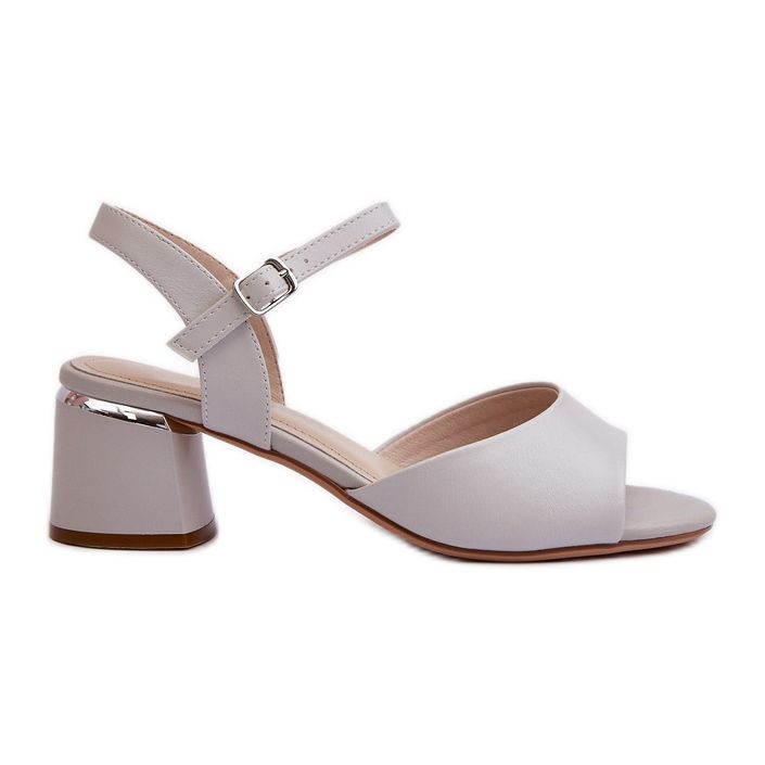 Sandálias femininas de salto baixo couro ecológico Sergio Leone SK876 cinza