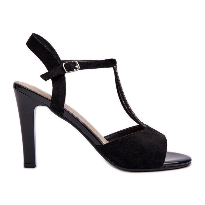 Sandálias femininas de salto alto com alças decoradas Sergio Leone SK924 pretas preto