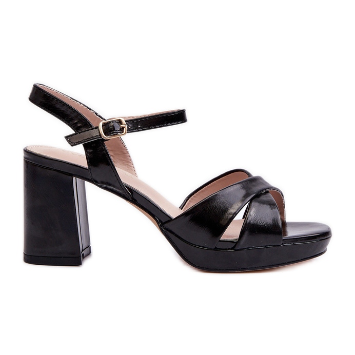 Sandálias Femininas de Salto Alto Couro Eco Preto Jatine