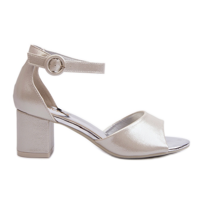 Vinceza 20100 Sandálias de salto alto em couro prateado prata