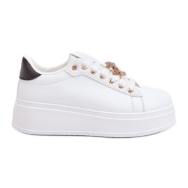 Tênis feminino plataforma com ursinho de pelúcia, Moanda branco