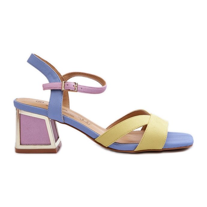 S.Barski Sandálias femininas de salto alto pastel D&amp;A CR482 amarelas amarelo