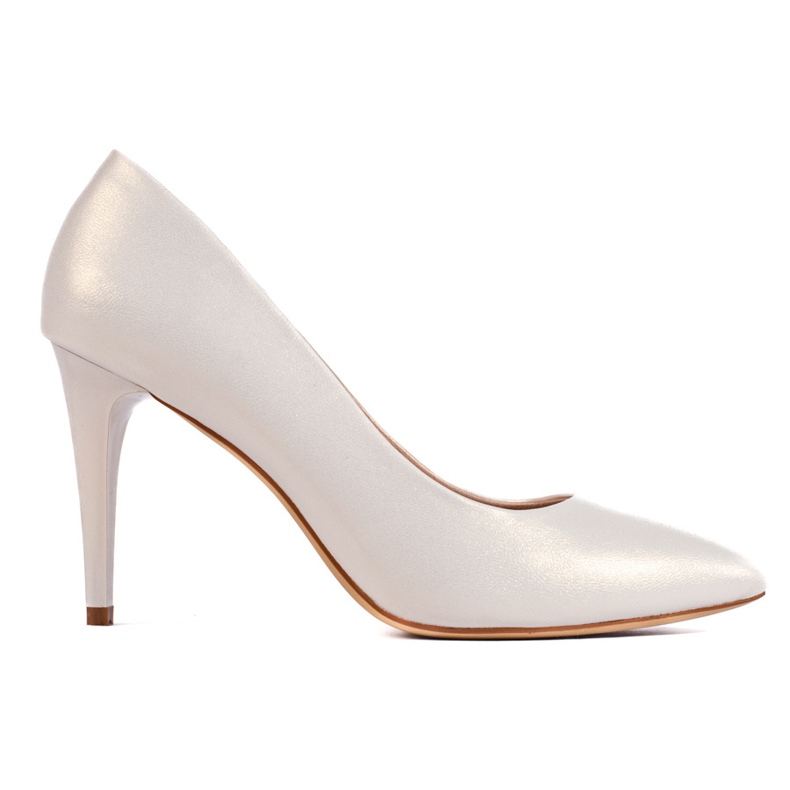 Sergio Leone Sapatos de pérola branca com salto alto branco