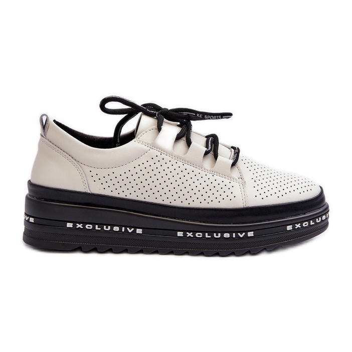 Sapatos femininos de couro na plataforma S.Barski LR769A Bege