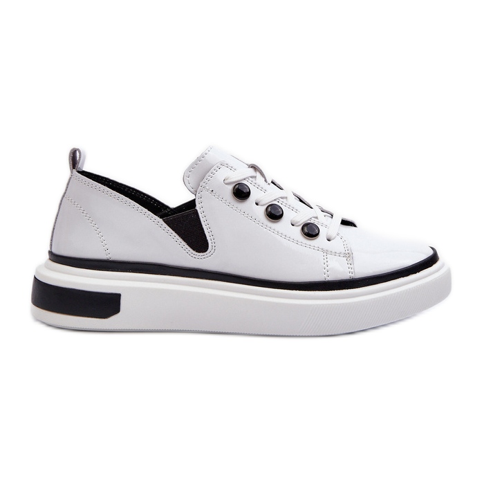 S.Barski Tênis feminino de couro envernizado D&amp;A LR535 branco