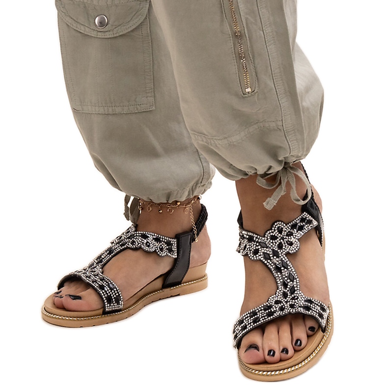 Sandálias pretas brilhantes de Shahid preto