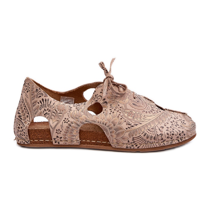Sapatos femininos estampados com recortes Maciejka 06431-02 Bege