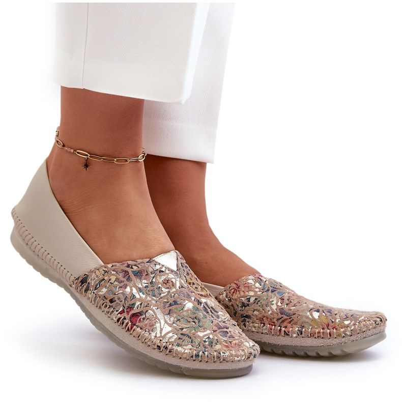 Bailarinas de couro feminino Maciejka 1930B-04 bege