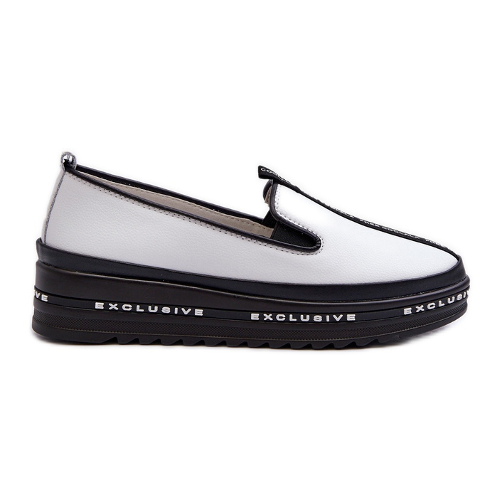 Sapatos femininos de couro na plataforma S.Barski LR260, brancos