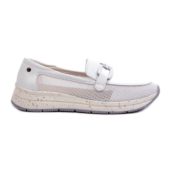 S.Barski Mocassins de couro feminino D&amp;A TW210 branco