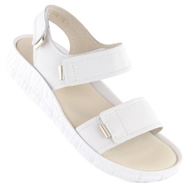 Sandálias femininas confortáveis ​​de couro com velcro, brancas Helios 136.188 branco
