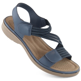 Sandálias femininas de velcro com elásticos, azul Sabatina Y8066-1 Sandálias femininas de velcro com elásticos, azul Sabatina Y8066-1