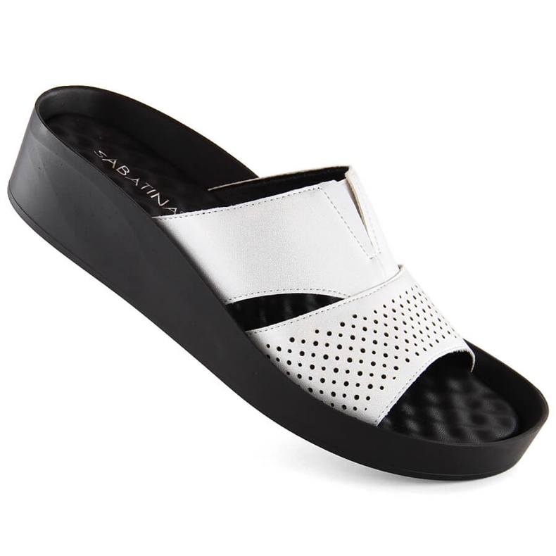 Chinelos femininos prateados com elástico, prata brilhante, Sabatina 2318-4