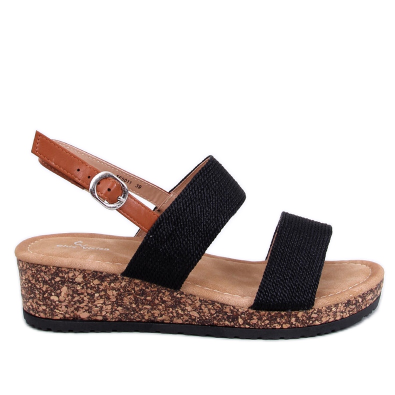 Wadoux Sandálias de cunha em cortiça preta preto