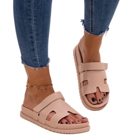 Chinelos de velcro bege da Kassis