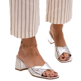 Chinelos de salto alto Fanan prateados prata Chinelos de salto alto Fanan prateados prata