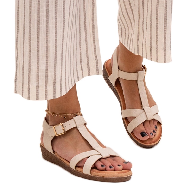 Sandálias de cunha baixa Sherine bege