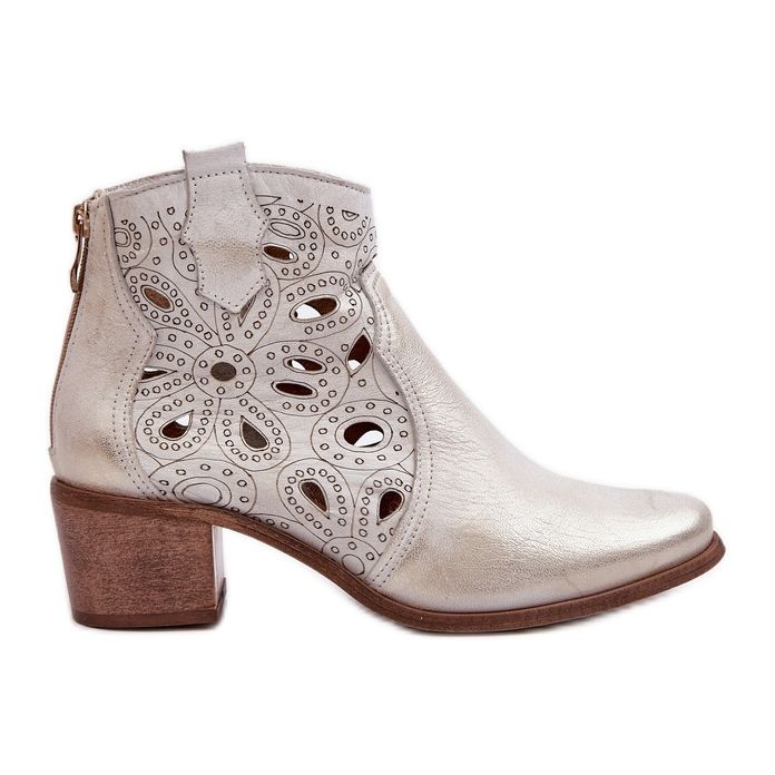 Lewski Shoes Botins de couro perfurado Lewski sapatos 3170/2 borracha ouro dourado