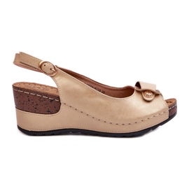 Sandálias femininas de cunha leve sapatos confortáveis ​​bege Efravia