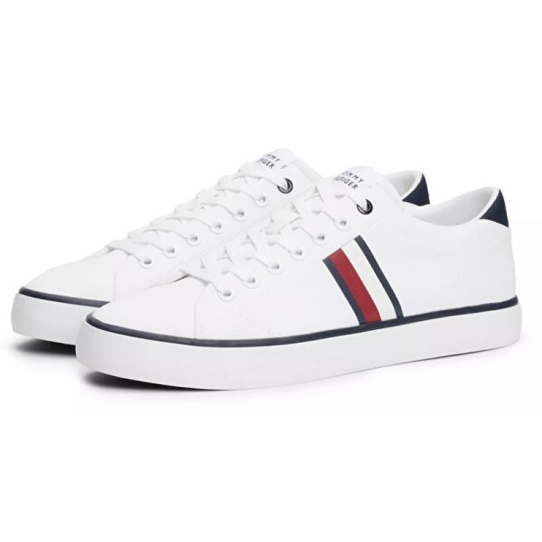 Tommy Hilfiger Hi Vulc Low Stripes Sapatos de malha FM0FM04946 Ybs branco