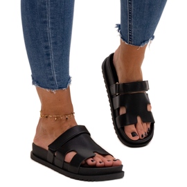 Chinelos de velcro Kassis pretos