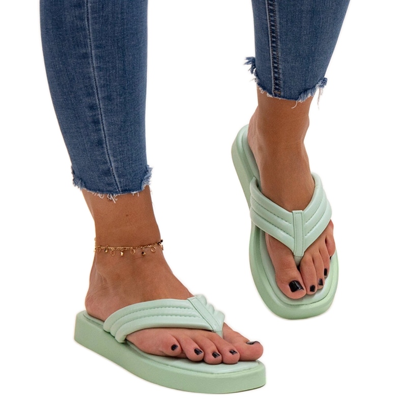 Chinelos planos Shishal verdes