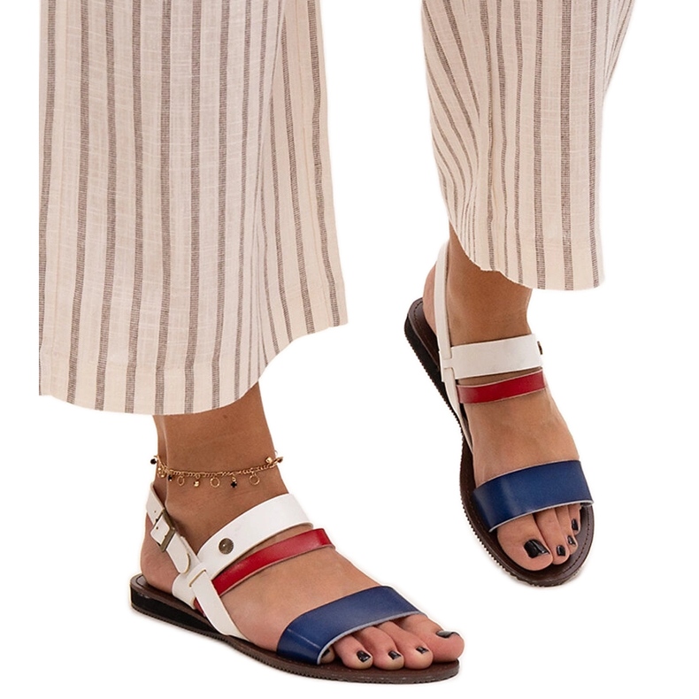 Sandálias femininas com interior em couro Serrata azul