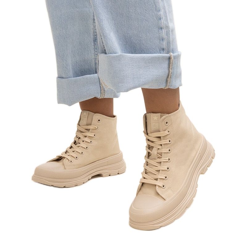 News Rosalinda tênis alto bege maciço