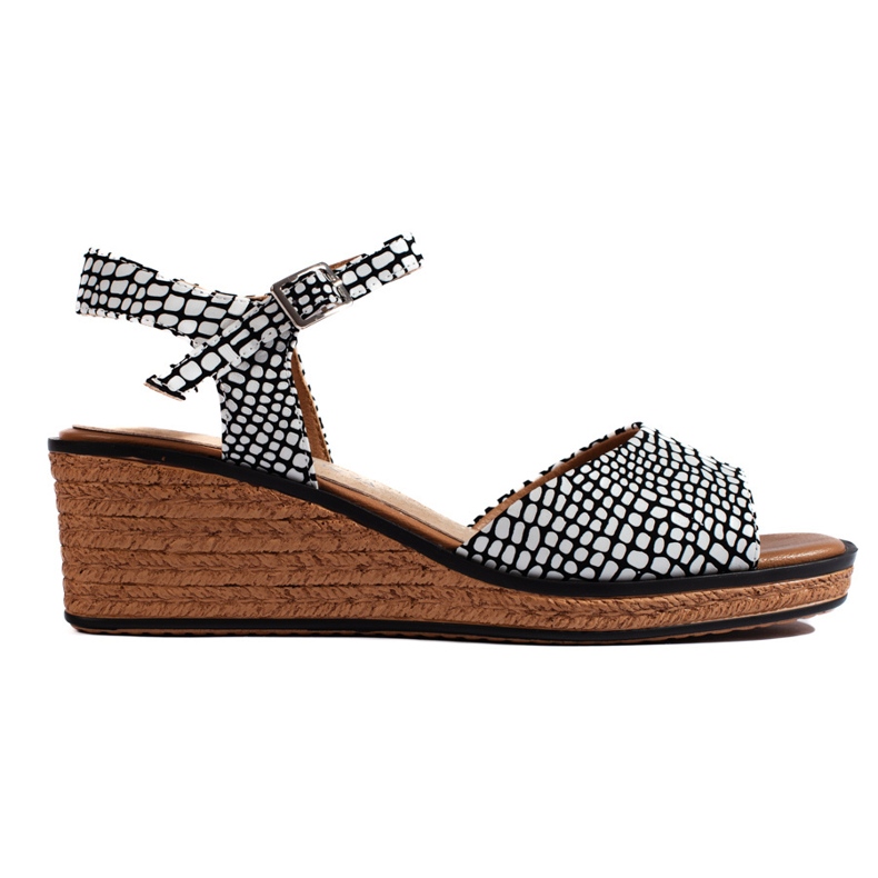 Sandálias femininas confortáveis ​​de cunha Sergio Leone branco