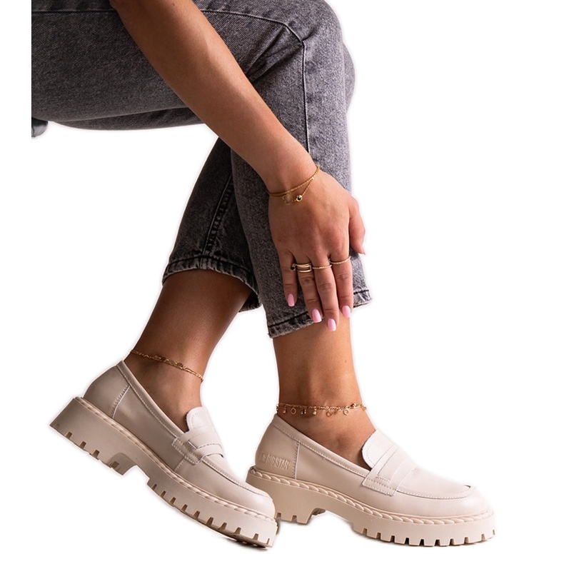 Sapatos de couro bege Big Star LL274457