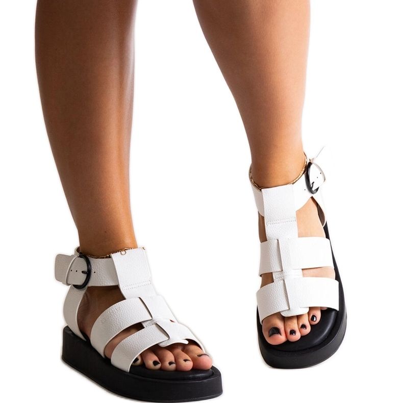 Sandálias plataforma brancas Big Star NN274072 branco