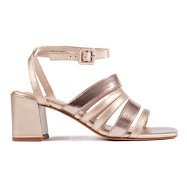 Sabrina Sandálias femininas douradas com tiras Sergio Leone dourado